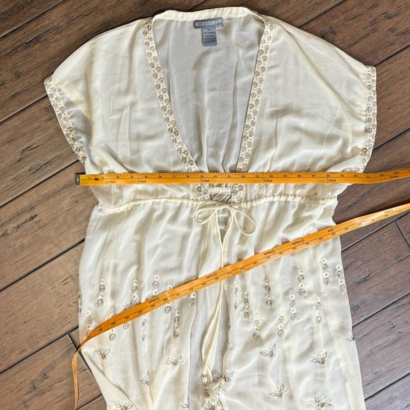 Elegant Cream Embellished Swim Cover Up - Picture 6 of 7